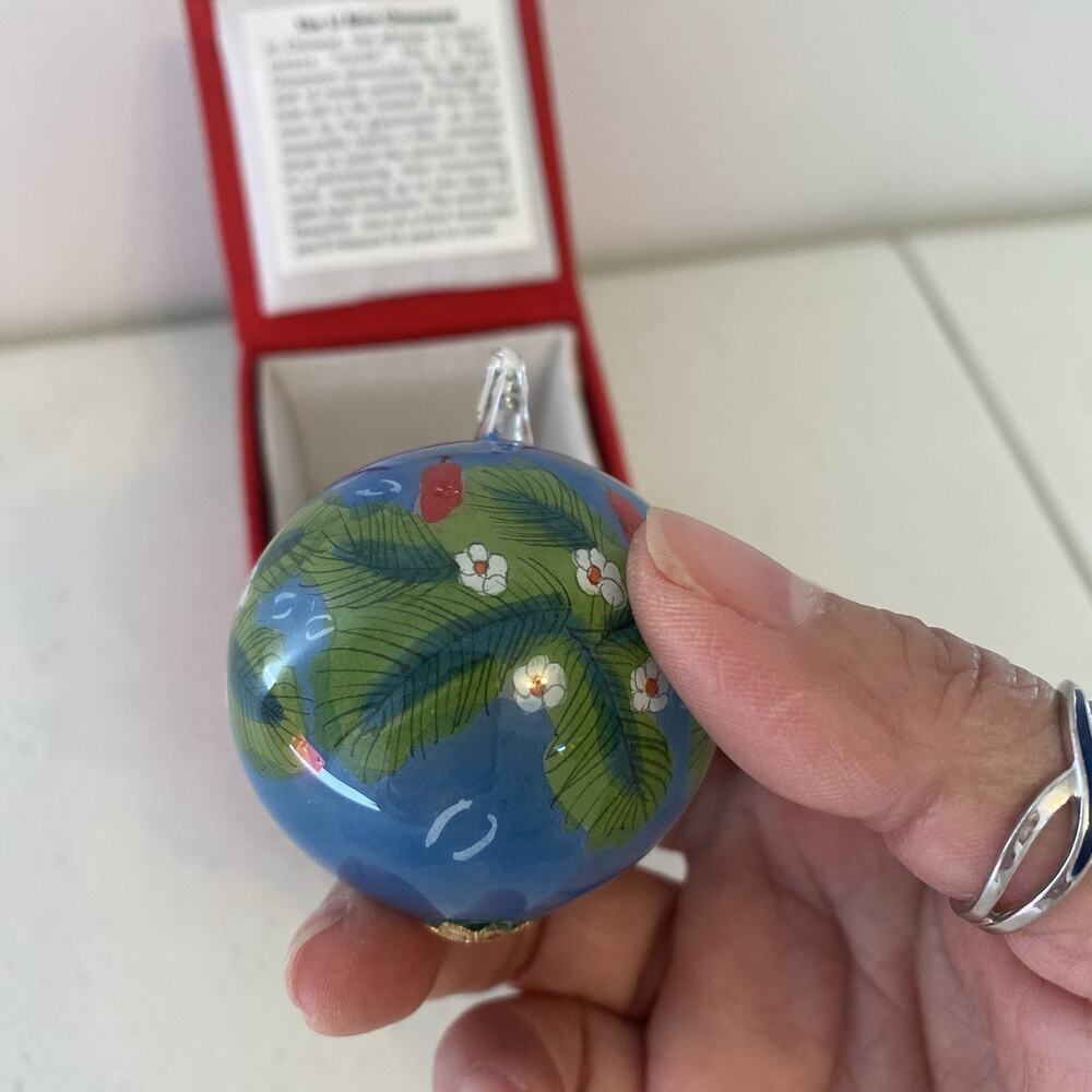 Vintage The Li Bien Hand painted Small Glass Christmas Theme Seasonal Ornament